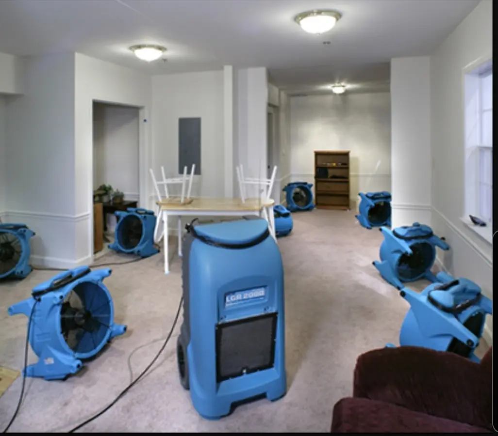 Air movers and dehumidifier setup for Water Extraction & Removal in Warren
